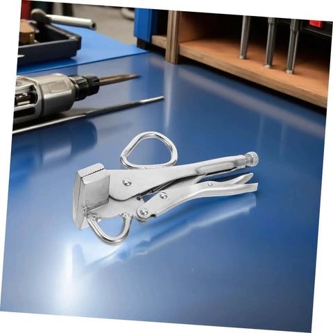 Tough As Nails Heavy Duty Auto Body Frame Clamp With Extra Wide Duckbill Jaw Adjustable Locking Sheet Metal Pliers on workbench