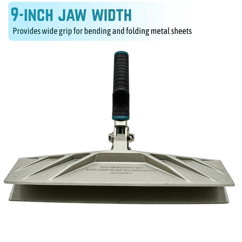 Front view of 9 Inch Zinc Alloy Hand Seamer Tool For Bending And Folding Aluminum And Vinyl Roof Flashing Coil And Fascia Heavy Duty