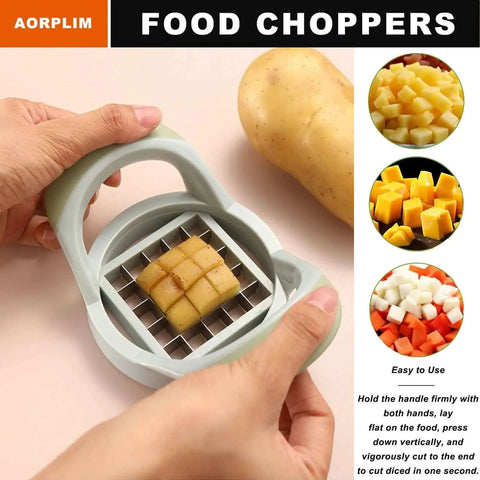 Wave Slicer Dicer 2 Pack Crinkle Cutter And Potato Cutter With Stainless Steel Blades Handheld Veggie Chopper in use cutting potato