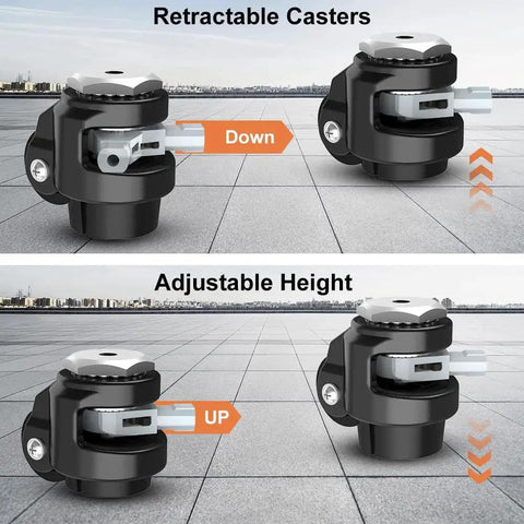 Leveling Stem Casters For Workbenches Heavy Duty 360 Degree Swivel Wheels With Upgraded Ergonomic Handle And Ratchet Arm