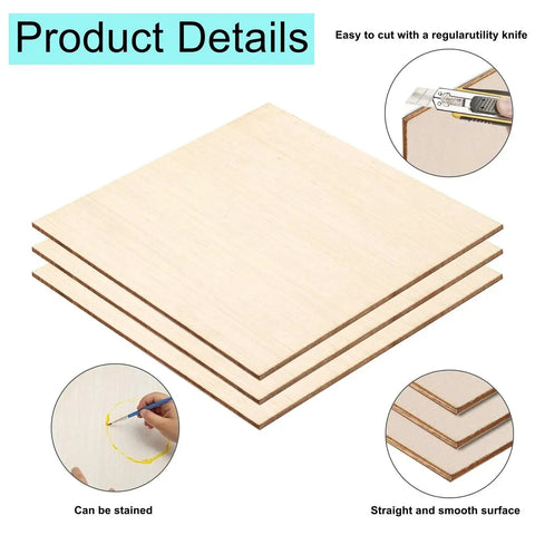 12 Pack Basswood Sheets 12x8 Inch 0.1 Inch Thick for Crafts Laser Cutting Wood Burning and Drawing Projects Natural Lightweight Wood Grain Basswood Boards for DIYers stacked and details shown
