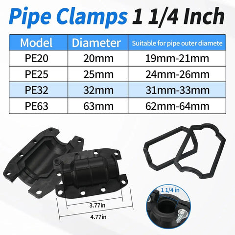 Emergency Pipe Repair Clamp Kit for Water Leaks One and a Quarter Inch fits 32mm outer diameter pipes with quick seal