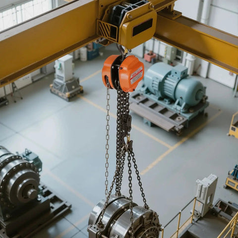 3 Ton Hand Chain Hoist With 6600 Lbs Capacity And 10 Ft Lift Height Heavy Duty hoisting machinery in industrial setting