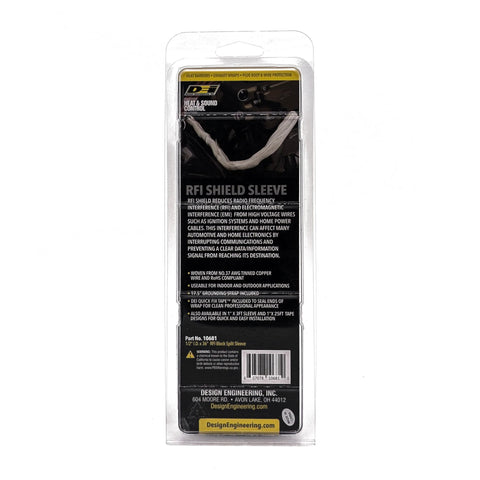 Design Engineering RFI shield sleeve, 1/2 x 36', tinned copper shielding with 17.5 in grounding strap, flexible