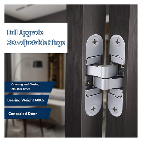 Three Dimensional Invisible Door Hinge With Silent Nylon Pads Adjustable Cross Zinc Alloy Concealed Hinge for doors