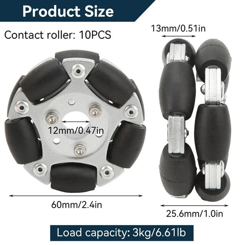 All Directional 60mm Double Row Robot Omni Wheel Set For Brompton Folding Bike And Electric Bicycle 360 Degree Rotation