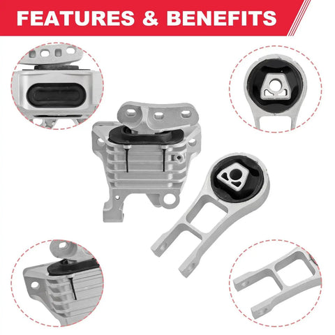 Heavy Duty Engine Mount Bracket Kit With Transmission Mounts For 2.4L Engines Direct Fit Replacement 2015 2017 Chrysler 200 And 2014 2021 Jeep Cherokee Reduces Noise And Vibration For Smoother Idle And Shifts Replaces 68192831AF 68418876AB 68157441AD, showing different components and features