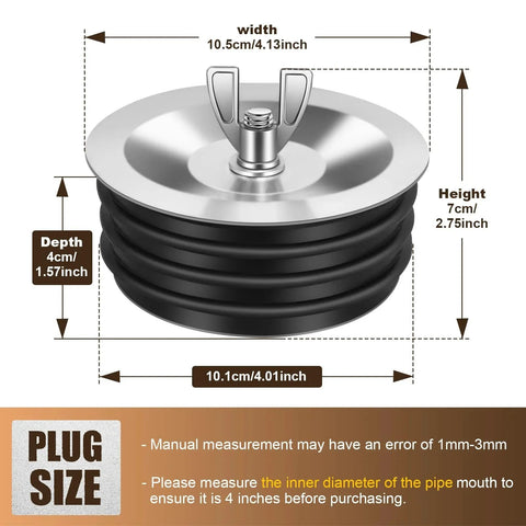 2 Pack 4 Inch Sewer Cleanout Cap Cover For Most Pipe Ends In Sinks And Pools Mechanical Steel Expansion Plug With Durable Rubber Gasket Floor Drain Cap For PVC Pipes End Cap For Sewer Cleanouts