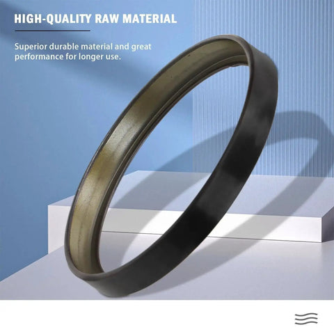 Side view of wheel speed sensor tone ring for Versa rear ABS rotor; black outer, metal inner surface, Amazon brand