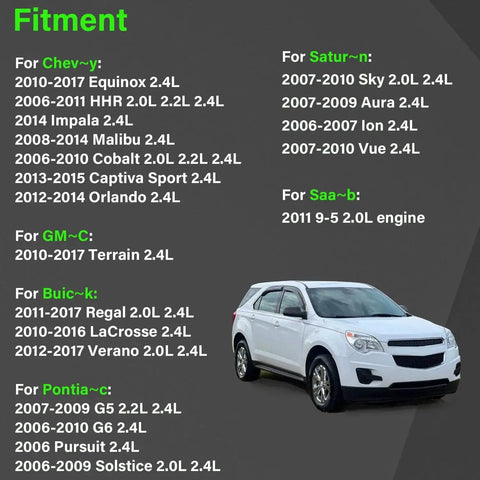 Two Piece Engine VVT Intake And Exhaust Camshaft Variable Timing Solenoid Valve Kit for GM 2.0L 2.2L 2.4L vehicle fitment chart