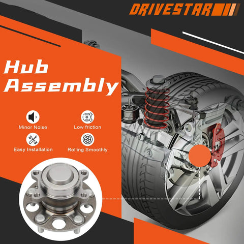 Rear Wheel Bearing Hub Assembly Set For Honda Civic 2012 2013 2014 2015 ABS 5 Lug Left And Right Fits EX EXL Si DX Sedan Hatchback Durable Direct Replacement Ready To Roll High Quality