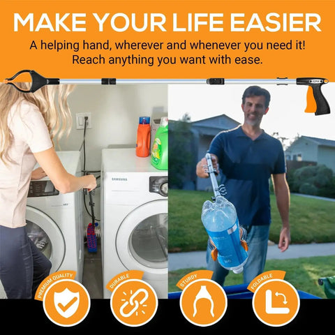Foldable 43 Inch Grabber Reacher Tool For Seniors And Elderly With Magnetic Tip used indoors and outdoors