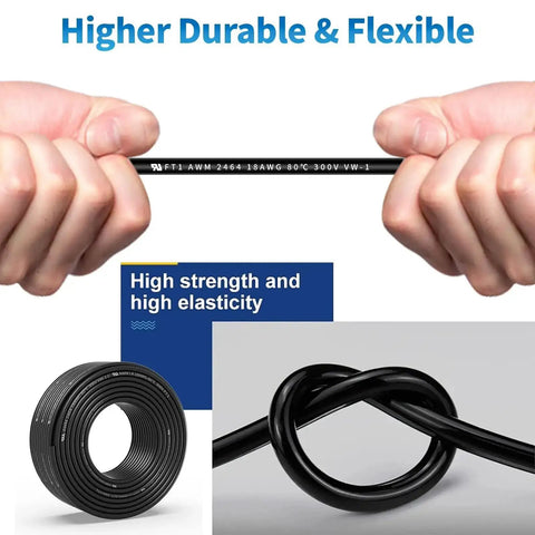 Heavy Duty 18 AWG Two Conductor Shielded Wire 25Ft UL2464 Cable For CNC VFD Spindle Stepper Motor Shown Bending And Coiled