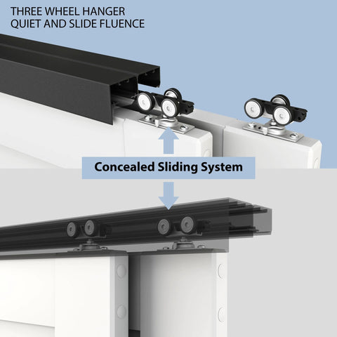 Heavy-Duty Bypass Door Track Hardware For Aluminum Sliding Doors, 48 Inch Four Foot Rail Set, Concealed Sliding Track