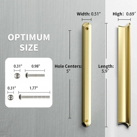 Champagne Bronze Cabinet Pulls 10 Pack 5 Inch Hole Centers 128mm Kitchen Handles showing dimensions and installation screws