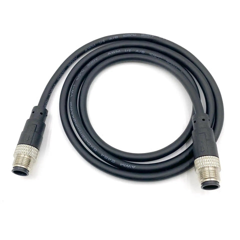8 Pin M12 Double Male Straight Circular Connector Cable A Code IP67 Waterproof Unshielded PVC Wire 1 Meter 30V 2A AWG24