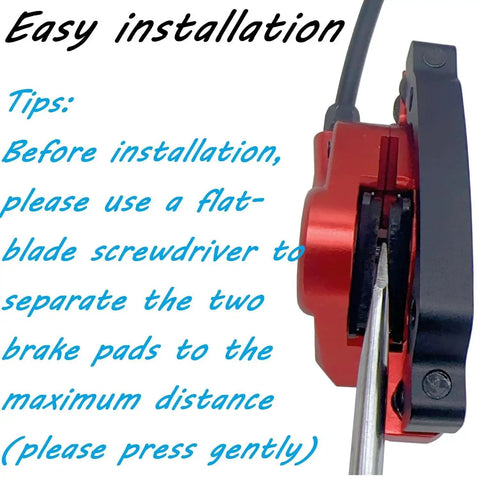 Red hydraulic disc brake set for bicycles with 160mm rotors