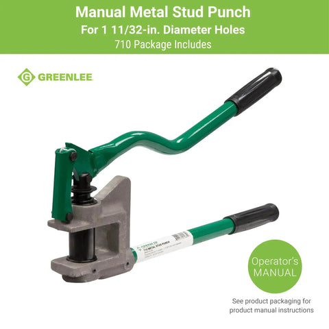 One Stroke Manual Metal Stud Punch Tool 1-11/32 Inch With Aluminum Head And Contoured Handle