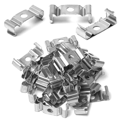 Pile of 30 Pcs 0.96 Inch Length T5 Clip Brackets Hangers For LED Light Tubes Stainless Steel Ceiling Mount Clips.