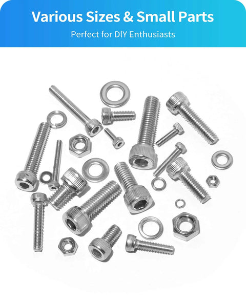 Go To Metric Screw And Bolt Kit With 2000 Pieces In M2 M3 M4 M5 Sizes Including Lock Washers Flat Washers And Nuts 304 Stainless Steel Hex Socket Head Cap Screws For Electronics And DIY Projects Bolts And Nuts Set Silver scattered on white surface