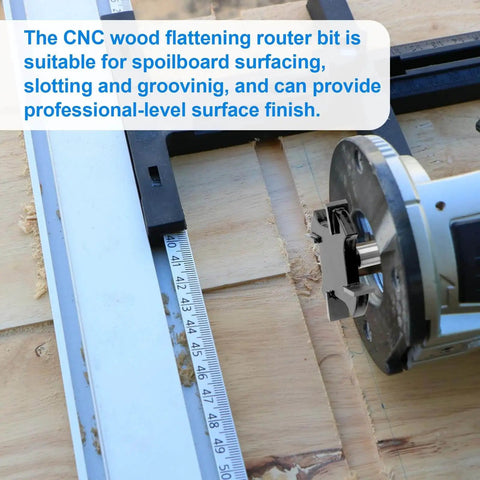 Workhorse Spoilboard Surfacing Router Bit With 1/4 Inch Shank, 1-1/2 Inch Cutting Diameter, used in CNC for wood planing