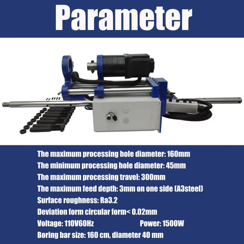 Industrial Line Boring Machine For Engineering Machinery With 45mm To 160mm Hole Diameter And 300mm Travel Built Tough Heavy Duty Precision Hole Drilling Tool With Boring Bar For Excavators Cranes And Loaders 110V
