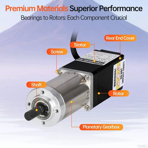50.9 To 1 Geared Nema 11 Stepper Motor With Integrated Planetary Gearbox For High Torque Drive in detail, highlighting components