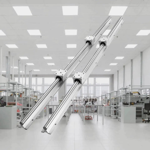 Dope Linear Rail Kit 1000mm SBR12 With Two Rails And Four SBR12UU Sliding Blocks in an industrial setting for automated machines