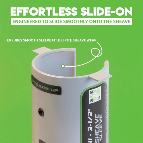 Feeding sheave sleeve adapter, 3-1/2 in, gray metal body, close-up view