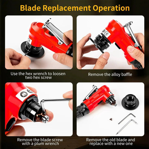 Blade replacement operation for 2 In 1 Pneumatic Chamfer Tool For Deburring And Beveling, Mini Air Bevel Machine with included tools.