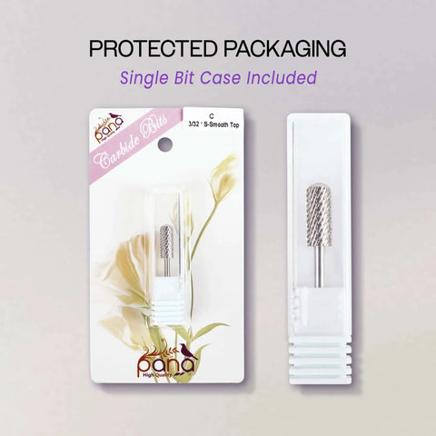 Pro Grade Carbide Nail Drill Bit For Gel Polish And Acrylic Removal Small Barrel Shank Three Thirty Second Inch Silver Coarse Grit Two Way Rotation Safe Electric File Tool displayed in packaging