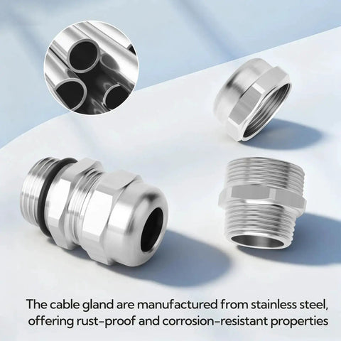 Two Pack Stainless Steel Cable Gland Quarter Inch NPT Waterproof And Rust Proof Adjustable Cable Gland Protectors For 3-6mm Wires