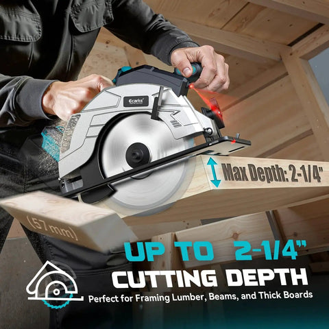 Person using Cordless Circular Saw With Laser Guide By Ecarke For Makita 18V Batteries Bare Tool 7-1/4 Inch Blade