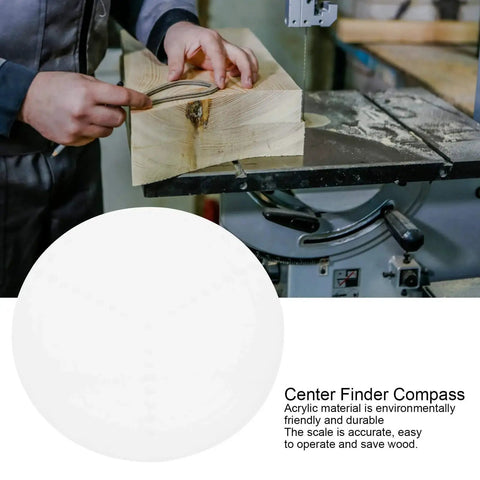 8 Inch Round Center Finder Compass Transparent Acrylic For Woodworking Lovers on workbench with wood piece and worker