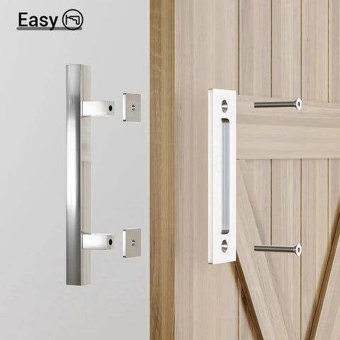 12 Inch Stainless Steel Barn Door Handle Sliding Door Pull Flush Double Sided Finger Pull Square Brushed Finish Heavy Duty