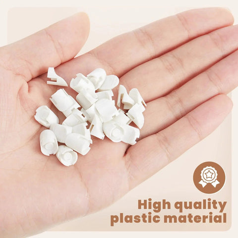 Hand holding 25 pack doors frame plugs five sixteenth inch by three eighth inch screw hole plugs for entry doors