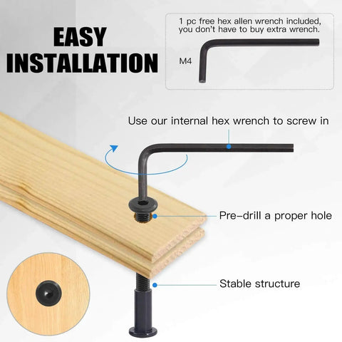 M6 Hex Socket Cap Bolts Kit With 16 To 80mm Sizes 141Pcs Black, includes Allen wrench and barrel nuts for secure furniture assembly.