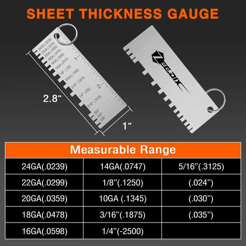 Portable Metal Sheet Thickness Gauge ZeeDix Pro Grade Stainless Steel Plated Size Inspection Tool For Metal Sheets And Wire Welding Material Accurate Reading With Clear Scale Durable Rust Resistant Gauge For Construction And Fabrication