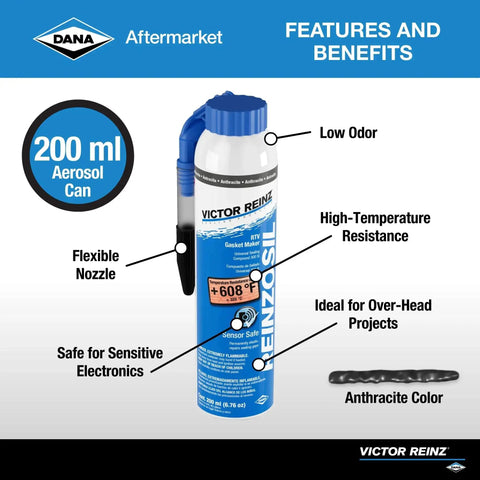 Reinzosil RTV Silicone Sealant 200 Ml Tube For Auto And Industrial Use, Fast Cure, Withstands -58F To 482F, Brief Up To 608F