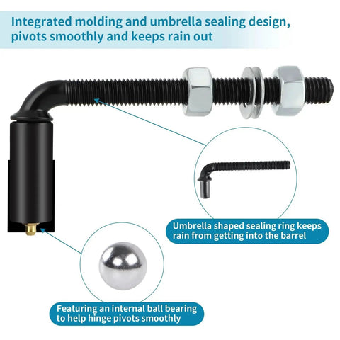 Heavy Duty Gate Hinge Skelang With Five Eighth Inch J Bolt And Adjustable Barrel For Outdoor Use, Corrosion Resistant Steel