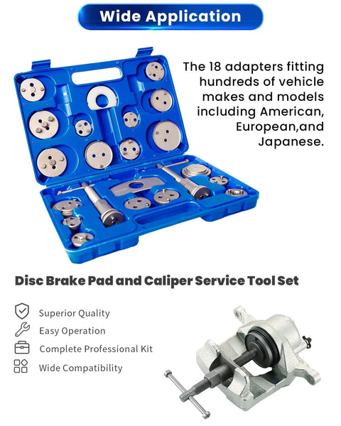 Blue carrying case of Beefy All In One Heavy Duty 24 Piece Brake Caliper Compression Tool Set With 18 Disc Adapters