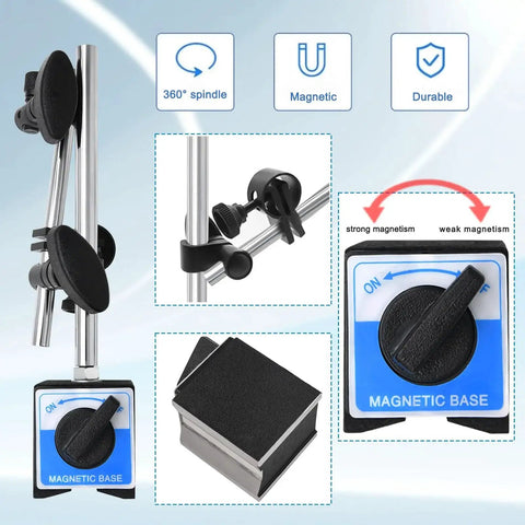 Dial Indicator With Magnetic Base And Point Precision Inspection Set A Real Workhorse For Any Shop Long Arm 0 To 1 Inch 0.001 Inch Graduation