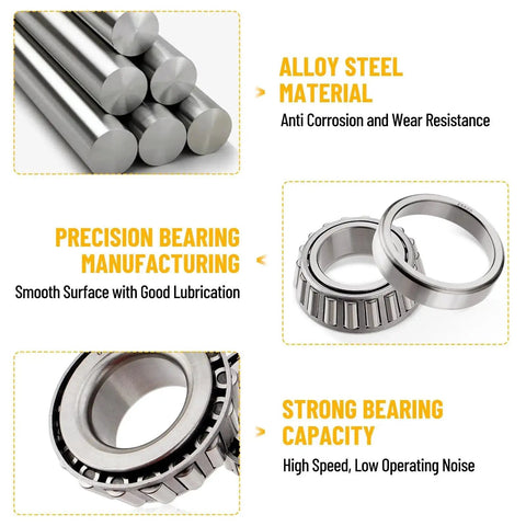 Alloy steel rods and trailer hub bearings highlighting precision manufacturing and strong bearing capacity features.