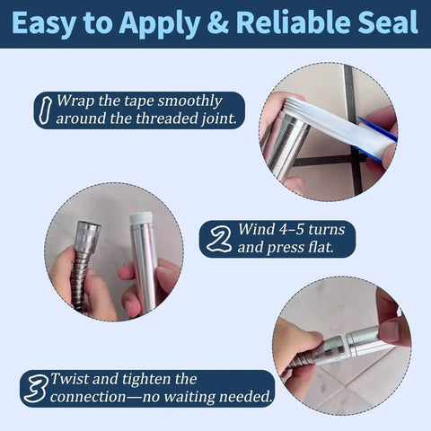 Instructions on using 15 Rolls Of PTFE Teflon Plumbers Tape One Half Inch Wide By Three Hundred Ninety Four Inch Long White Thread Seal Tape