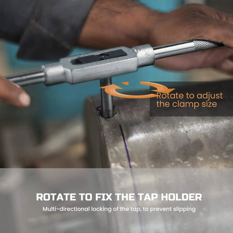 Using 40 Piece Metric Tap And Die Set For Cutting Internal And External Threads With T Wrenches And Thread Gauge in metalwork