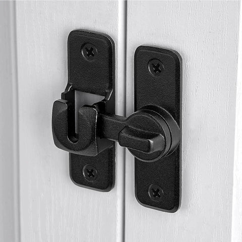 Matte Black 90 And 180 Degree Barn Door Latch Lock, Zinc Alloy Flip Latch For Cabinets, Bathrooms, Barns, Gardens, Windows And Small Pet Cages