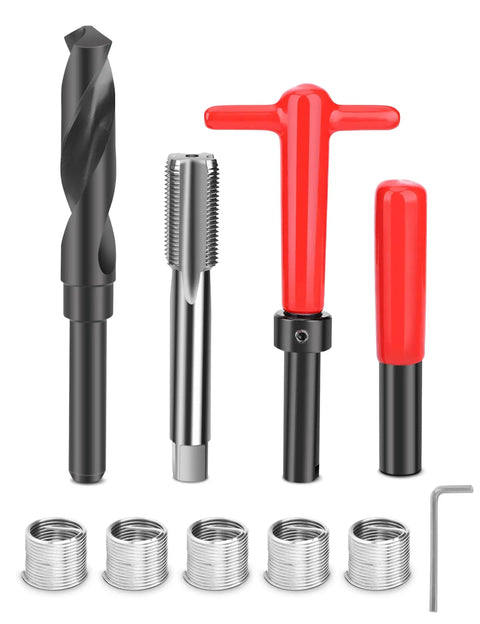 M18x1.5 Thread Repair Kit 10 Piece Helicoil Set With Thread Chaser Portable Metric Inserts For Auto Repair Designed To Fix Stripped Threads In Aluminum And Steel Holes Fast And Easy With Durable Stainless Steel Inserts And A Handy Go To Tool Kit