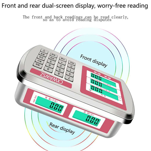 Heavy Duty Digital Postal Scale With 660 Lb Capacity Foldable Platform Stainless Steel Build Dual Sided Display Ideal For Shipping Luggage And Mailing Indoor Outdoor Use Portable Floor Scale For Home Office dual display view.