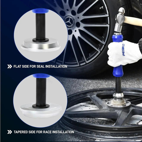 Bearing Race And Seal Driver Kit 12 Piece Universal Wheel Bearing Installer Tool in use for seal and race installation