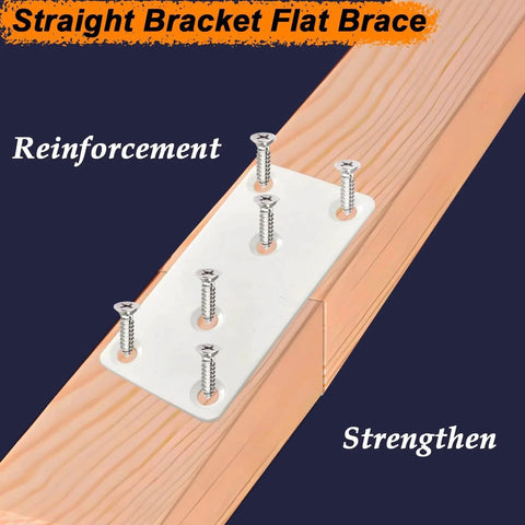 Stainless Steel Flat Mending Plates 3.94 Inches By 1.93 Inches Four Pack installed on wood for reinforcement and strengthening